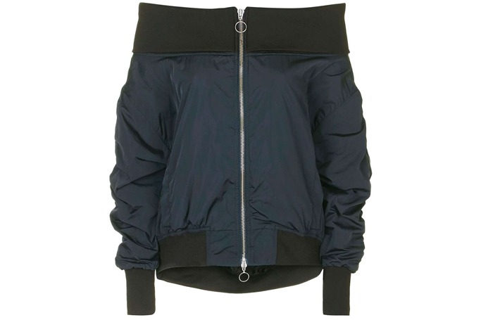 Topshop - Off-The-Shoulder Bomber Jacket Topshop - Off-The-Shoulder Bomber Jacket